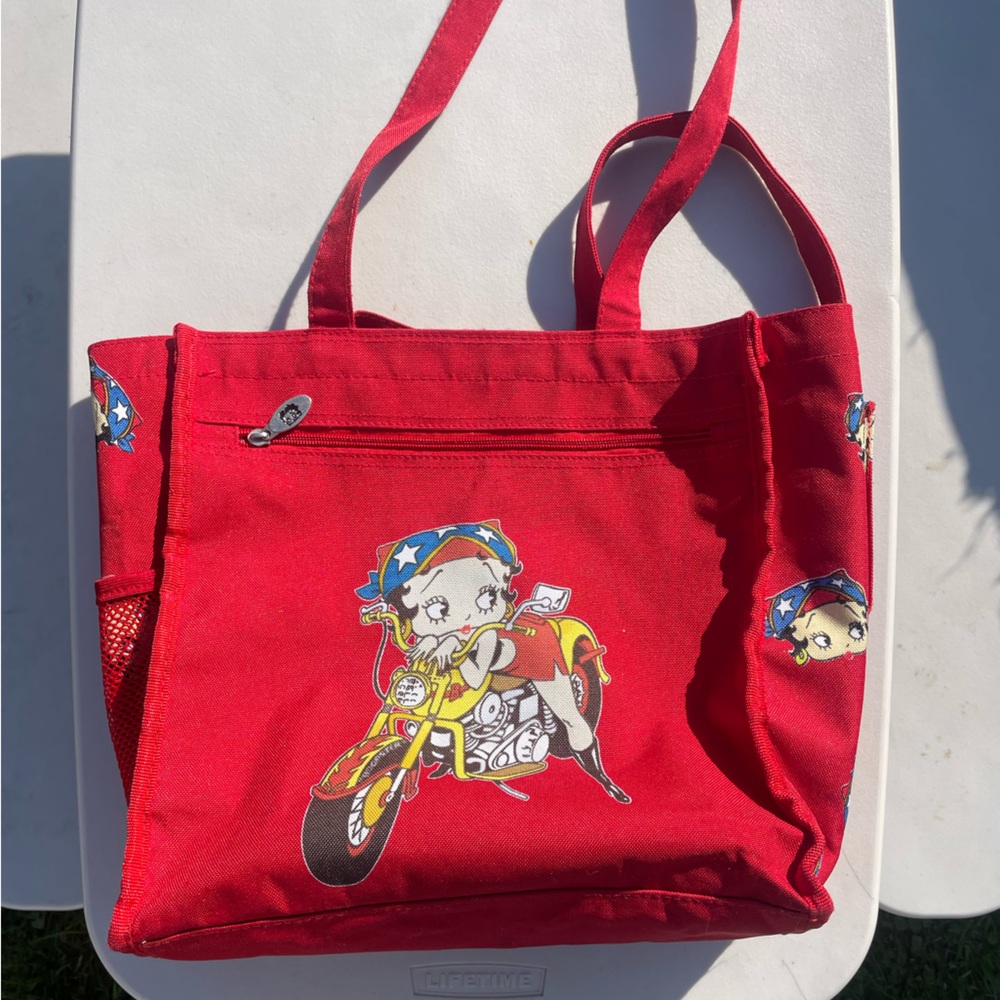 Betty Boop Red Lined Tote with Printed Interior